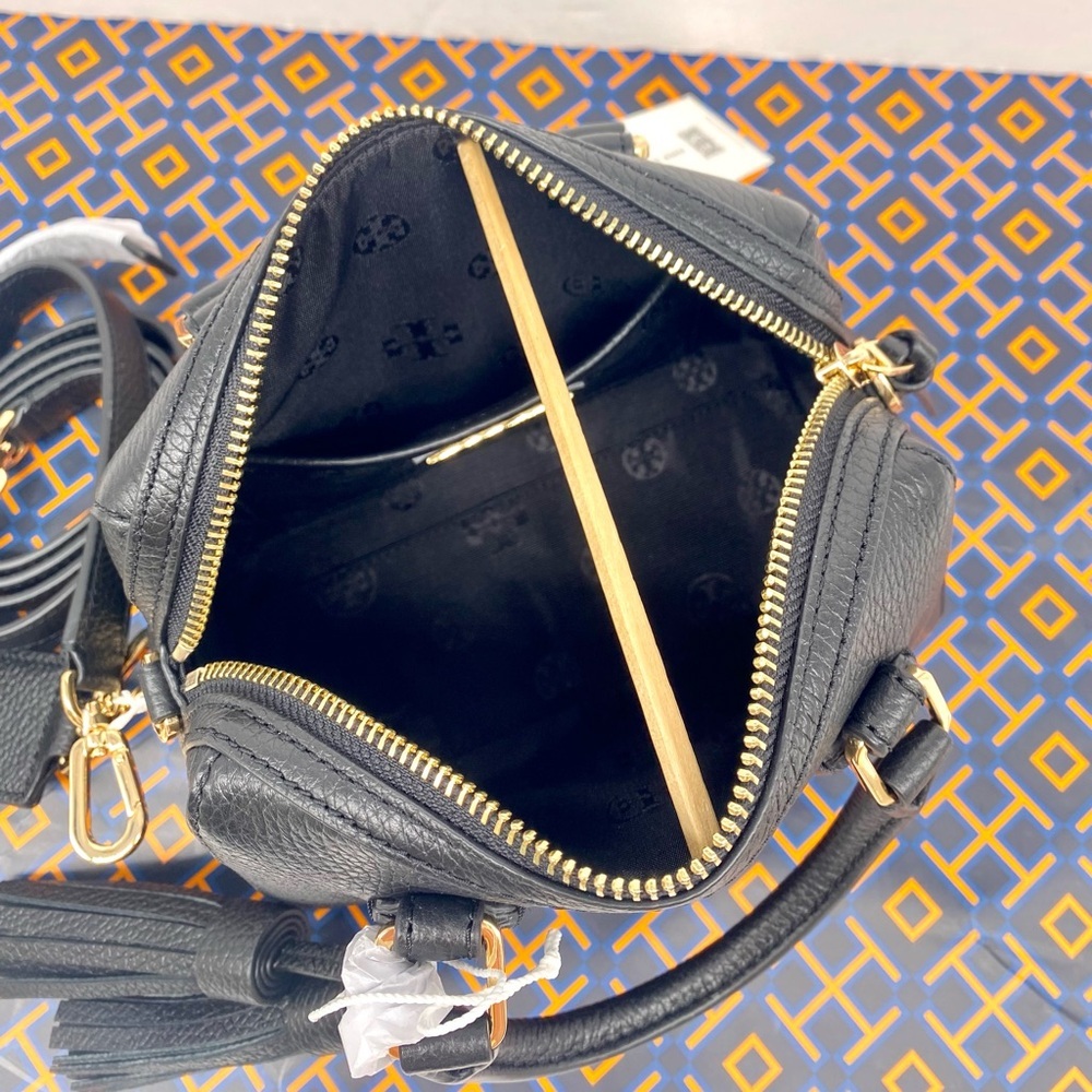 Tory Burch Thea Mini Web Satchel Black - Picture 5 of 13